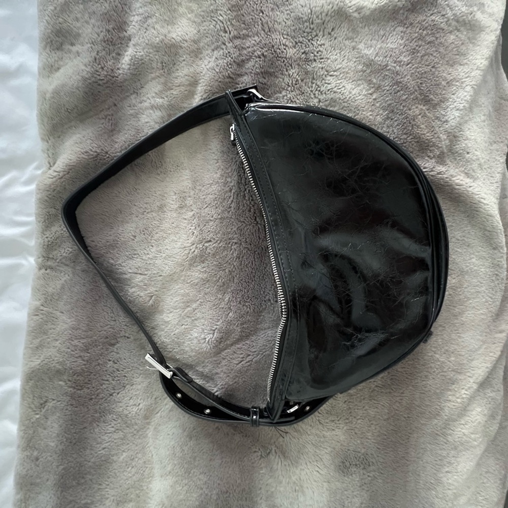 Black Patent Leather Shoulder Bag